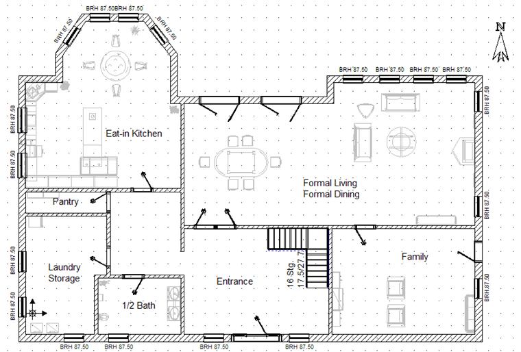 A scaled floor plan used to test a layout